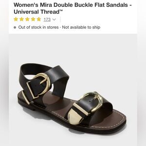 Universal Thread Women's Black and Gold Double Buckle Sandals Sz 9.5 NEW